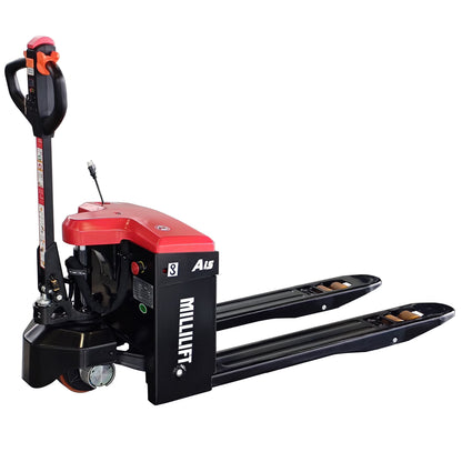 Millilift Electric Pallet Jack, 3300LB Capacity, Heavy-Duty Forks 45"x21", Powerful Drive Motor, 24V 40AH LiFePO4 Battery with Built-in Charger, 2?C4H Runtime, for Warehouse, Supermarket Use