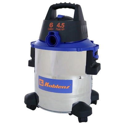 Koblenz 6-Gal. Portable Wet/Dry Vacuum with Blower, Stainless Steel and Blue, WD-6 L212 SS