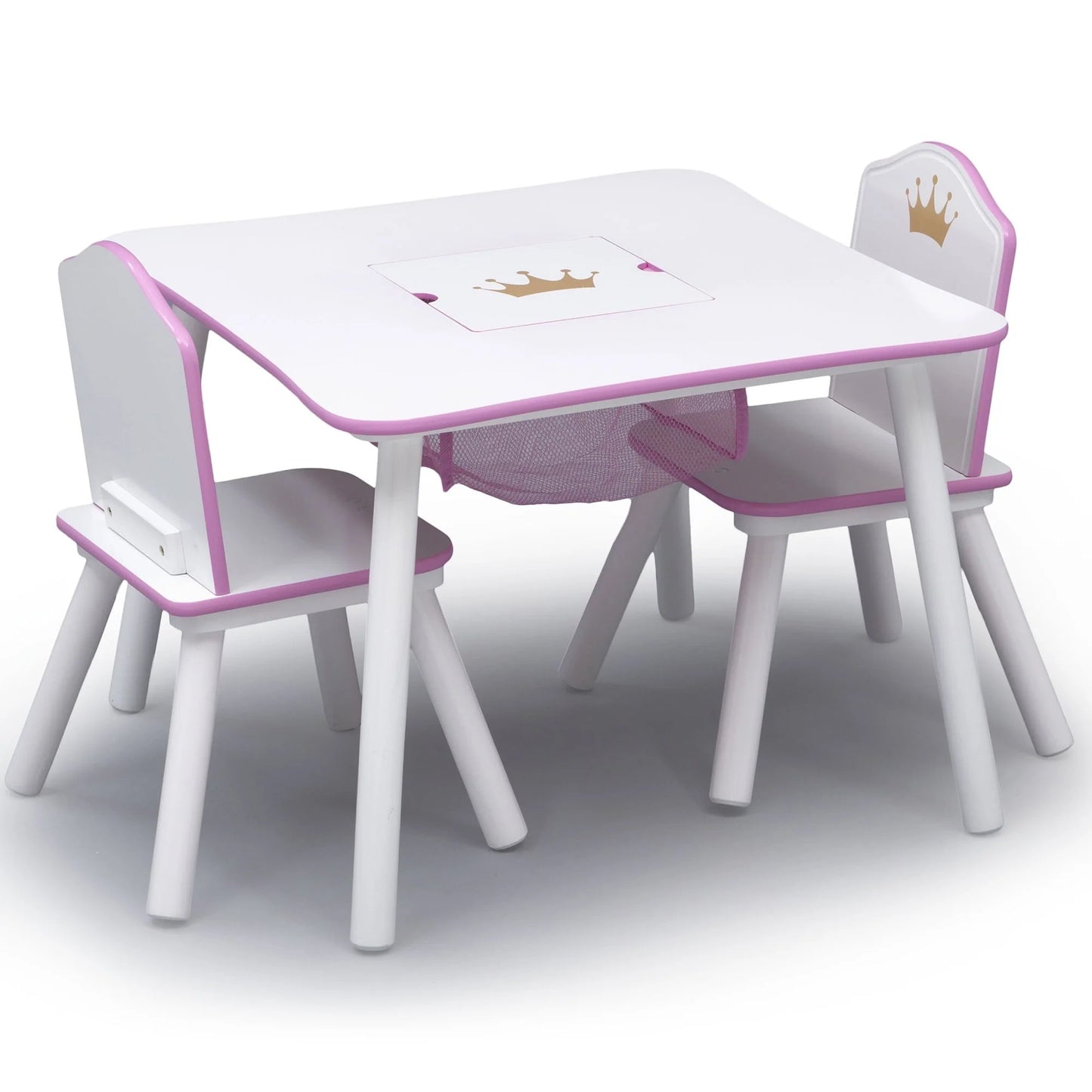 Delta Children Princess Crown Toddler Table and Chair Set with Storage, Greenguard Gold, Wood, Pink