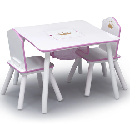 Delta Children Princess Crown Toddler Table and Chair Set with Storage, Greenguard Gold, Wood, Pink