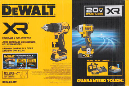 DEWALT 20V MAX XR Cordless Hammer Drill Driver and Impact Drive Combo Kit, Batteries and Charger Included (DCK249E1M1)
