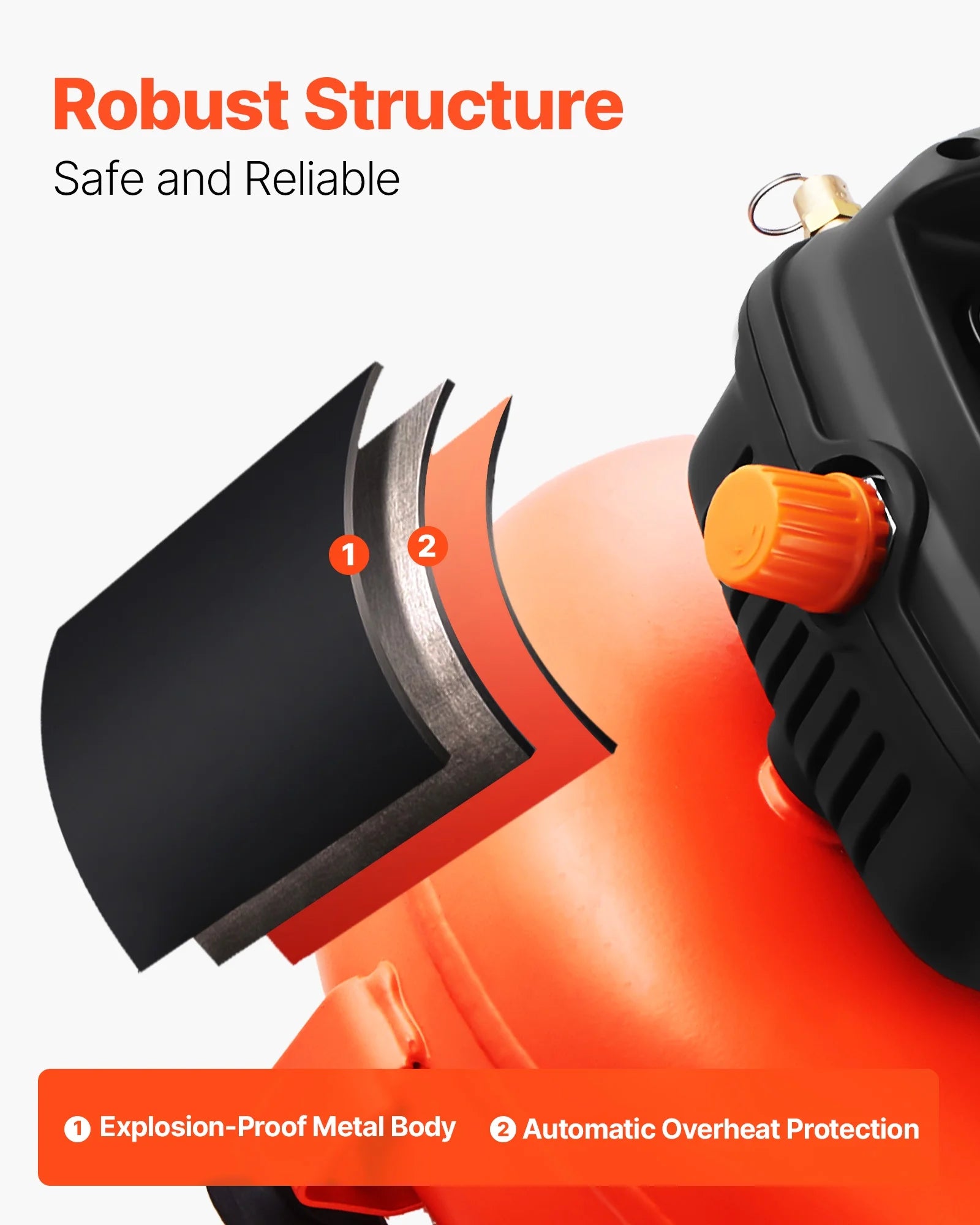 VEVOR 3 Gallon Air Compressor,1/3HP 0.54CFM @ 90PSI Portable Pancake Air Compressor & 100PSI Max Working Pressure, Oil-Free Compressor Tank for Tire Inflation, Spray Painting, Woodwork Nailing, 120V