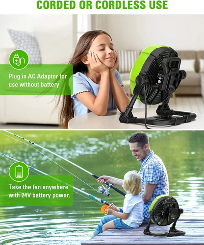 Greenworks 24V 10" (5-Speed) Fan (500 CFM) with 2.0Ah USB Battery and Charger