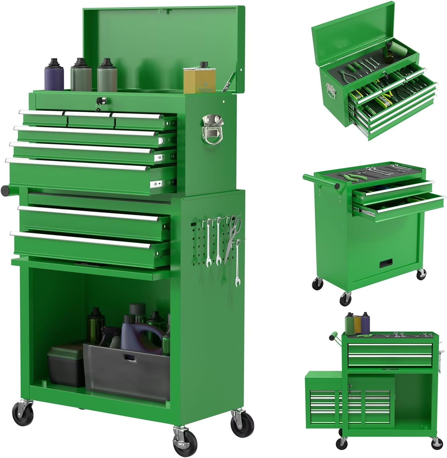 Odaof 8-Drawer Rolling Tool Chest on Wheels with Drawers Locking Toolbox Organizer for Mechanics Garage Workshop Blue