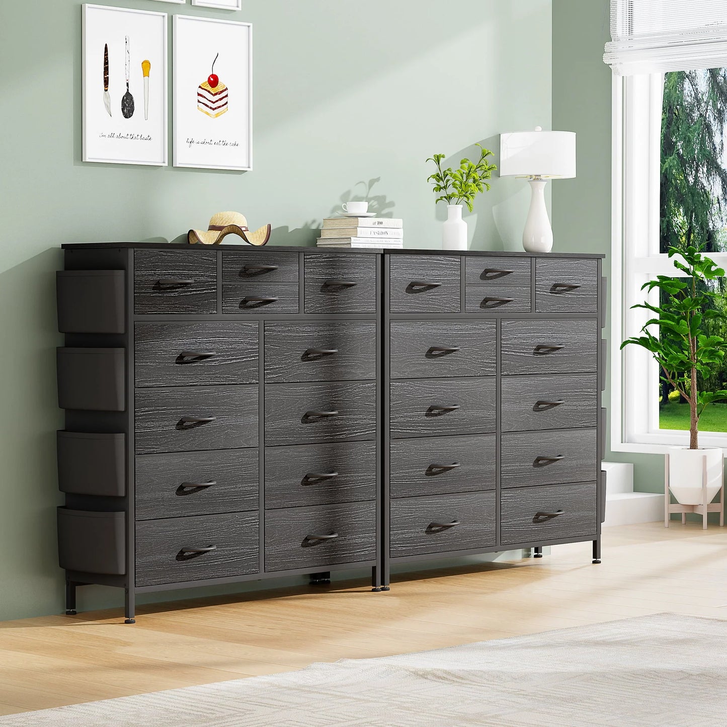 GIKPAL Black Dressers for Bedroom with 12 Drawer Tall Dresser Chest of Drawers Fabric Storage Dressers for Living Room