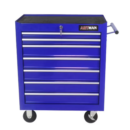 POVANLI 7-Drawer Rolling Tool Chest with Wheels Multifunctional Tool Chest Portable Tool Storage Cabinet with Locking System for Garage Workshop Warehouse Repair Shop