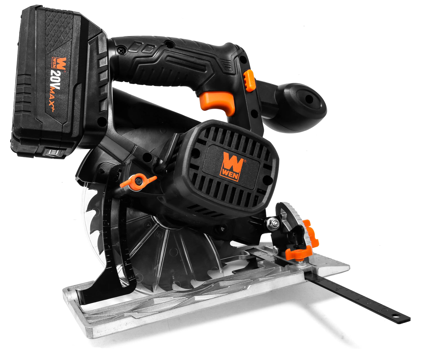 WEN 20V Max 6.5-Inch Cordless Circular Saw with 4.0 Ah Lithium-Ion Battery and Charger