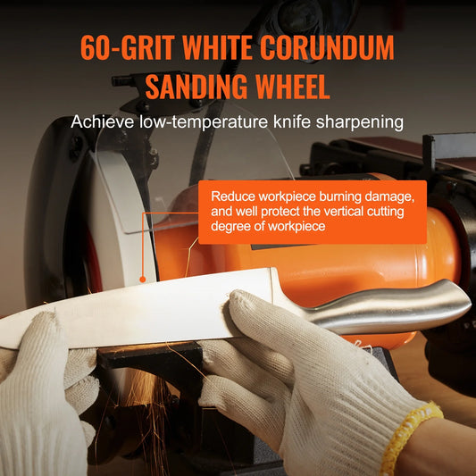 KFFKFF 8" Bench Grinder & 2x28" Belt Sander Combination, Equipped with 2.5A Induction Motor for Metal Sharpening and Grinding