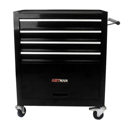 Aukfa Tool Chest, 24.5 in Steel Rolling Tool Box & Cabinet On Wheels for Garage, 4-Drawer, Blue