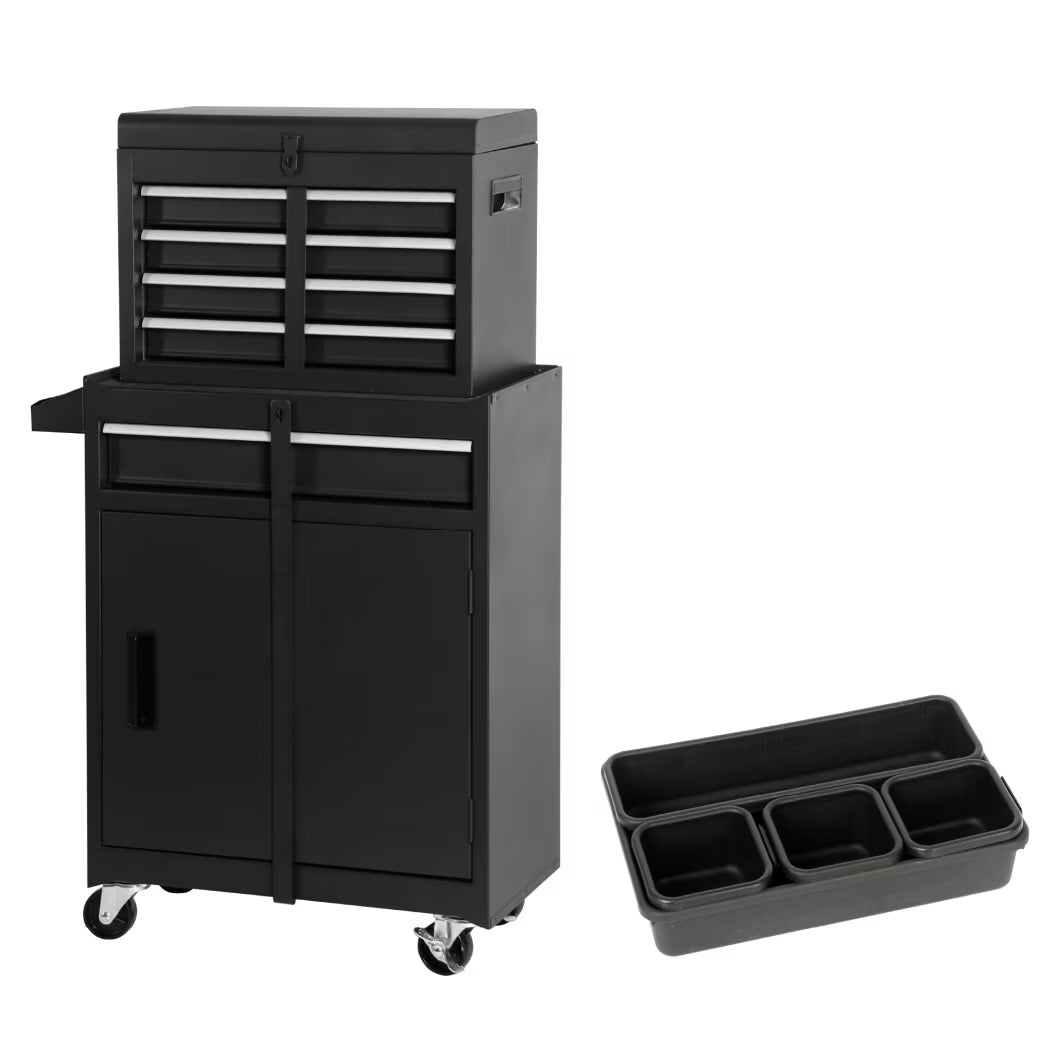 5-Drawer Rolling Tool Chest, 2 in 1 Detachable Tool Box with Lockable Wheels, Adjustable Shelf, and Liner for Garage and Workshop Storage (Yellow)