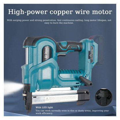 Electric Nail Gun Cordless Straight Nailing Machine Electric Stapler With 32mm 50mm Nails Compatible With Battery