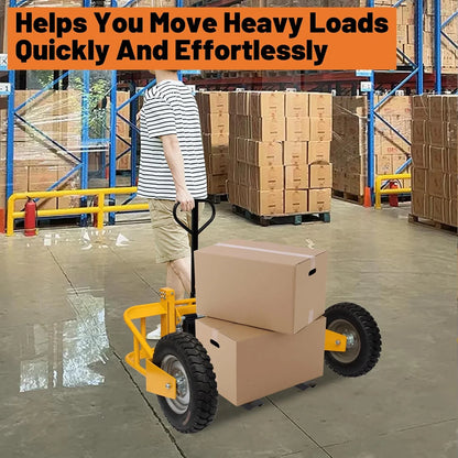 All Terrain Manual Pallet Jack with Guardrail, Heavy Duty Pallet Truck 2500 lbs Load Capacity, 3-Function Hand Control Manual Pallet Truck, Adjustable Width Forks, 65.75"W x 55.35"D x 50.39"H
