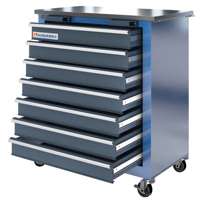 LARBANKE 5 Drawer Rolling Tool Chest, Metal Tool Cabinet with Wheels, Drawers with Padding, Can Be Combined
