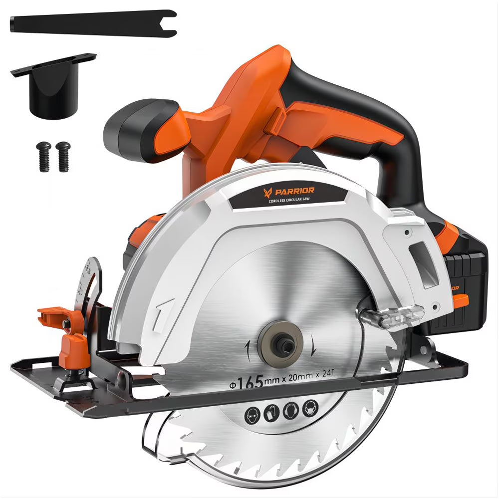 Parrior CCS05 20V Cordless Circular Saw, with 4Ah Battery, 3500RPM Rotating Speed, Fasting Charging, Adjustable Cutting Depth 45?/90?