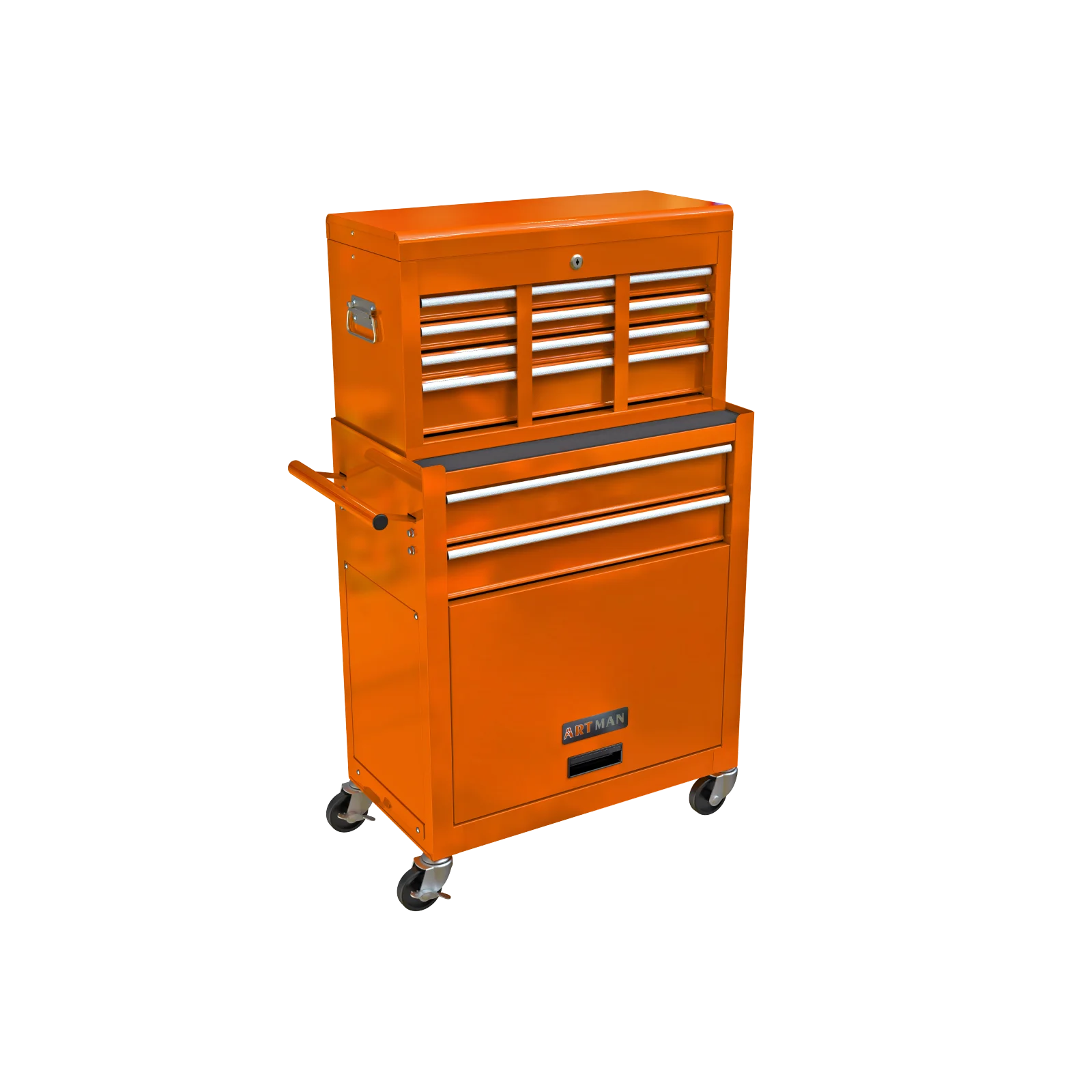 Pouseayar 8-Drawers Steel Rolling Tool Chest with Wheels and Drawers, Orange