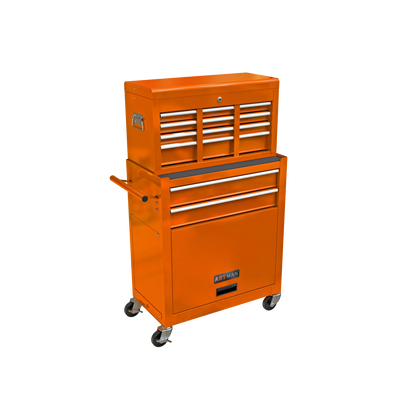 Pouseayar 8-Drawers Steel Rolling Tool Chest with Wheels and Drawers, Orange