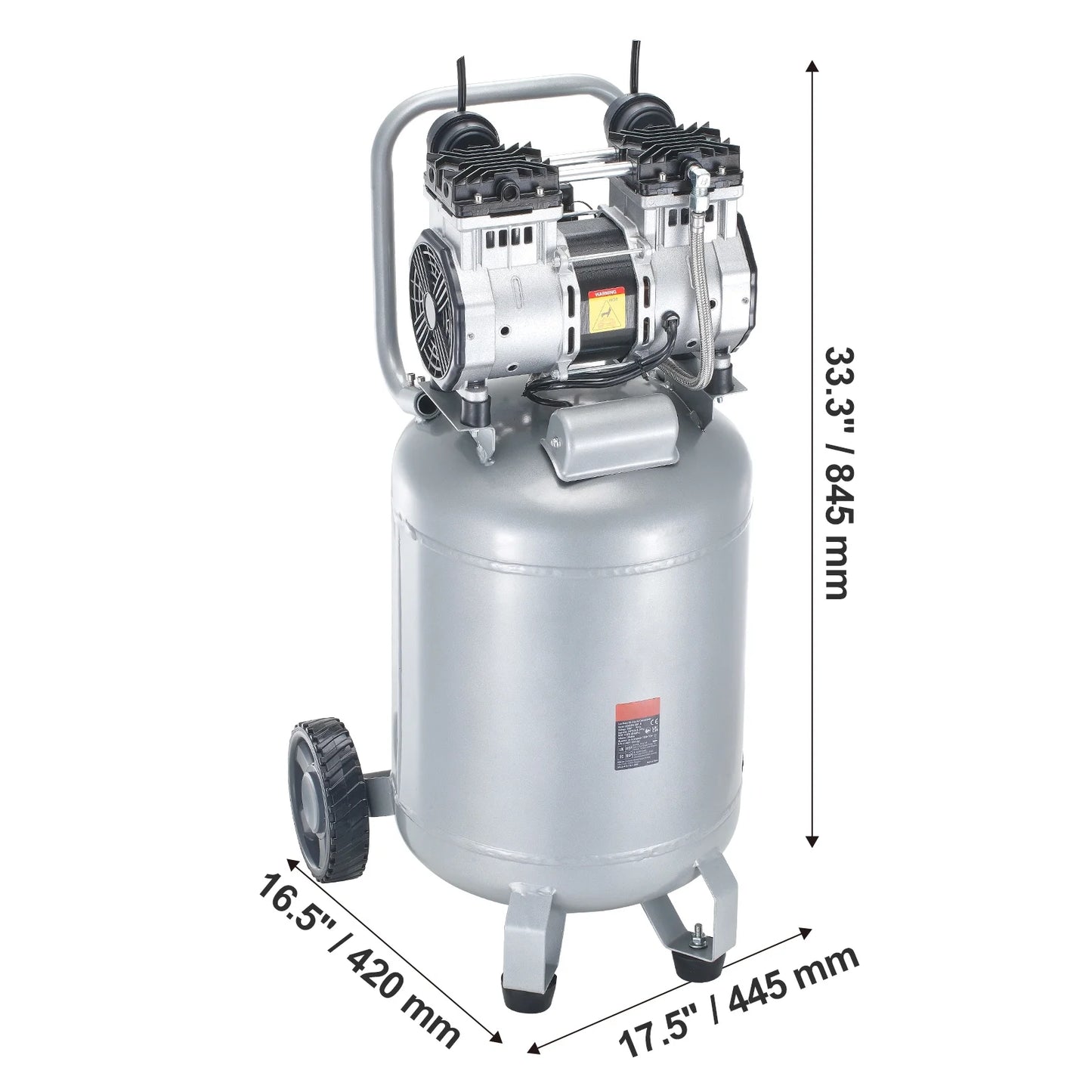 KFFKFF Air Compressor, 13 Gallon 2HP 4.6 SCFM@90PSI Oil-Free Air Compressor Tank with 125PSI Max Pressure, 66dB Ultra Quiet Compressor for Tire Inflation, Auto Repair, Spray Painting