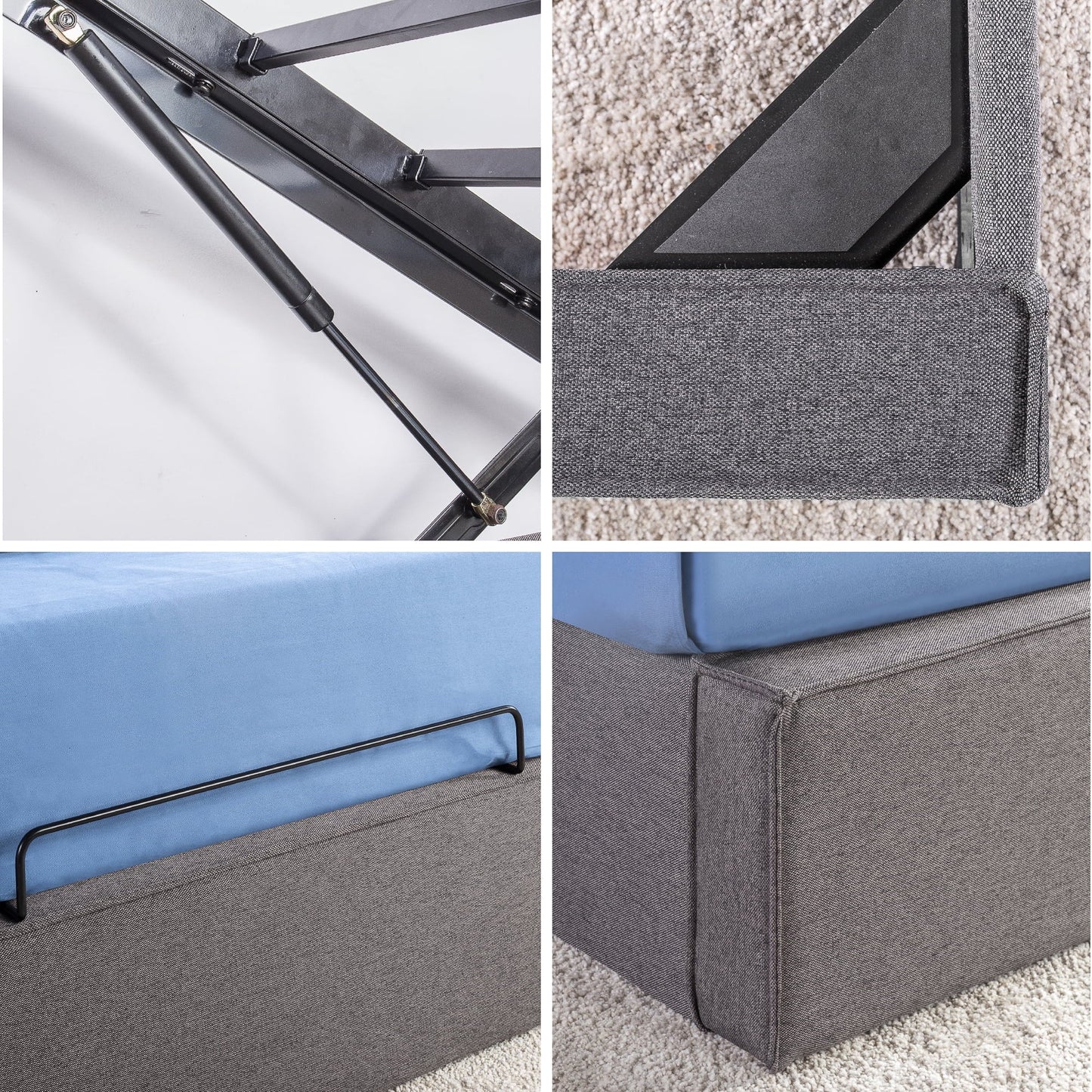 Zinus Finley 34" Upholstered Platform Bed with Lifting Storage, Full