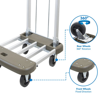 Mount-It! Folding Platform Hand Truck with Expandable Base | 330LBS Capacity