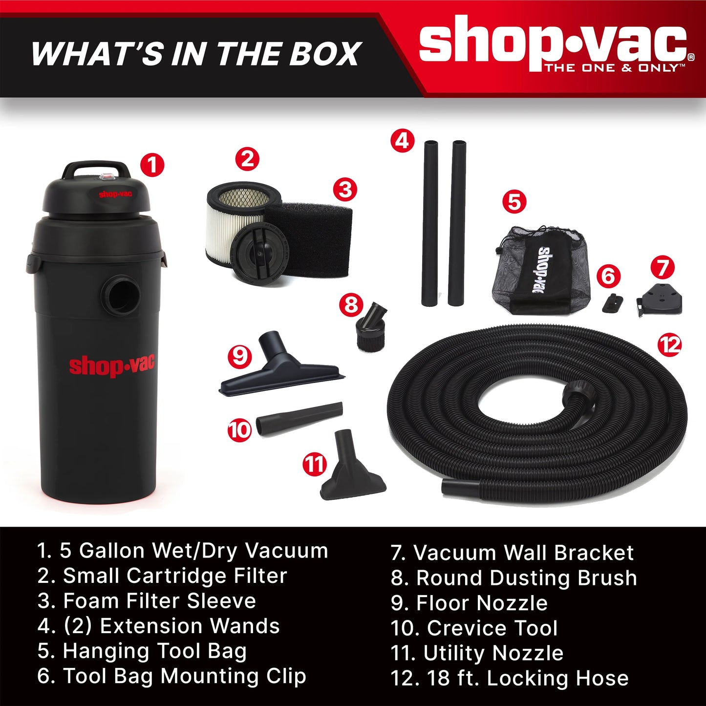 Shop-Vac 5 Gallon 5.0 PHP Wall Wet & Dry Vacuum