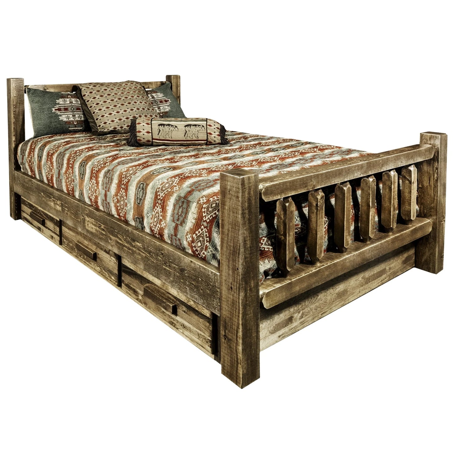Homestead Collection California King Bed w/Storage, Stain & Lacquer Finish