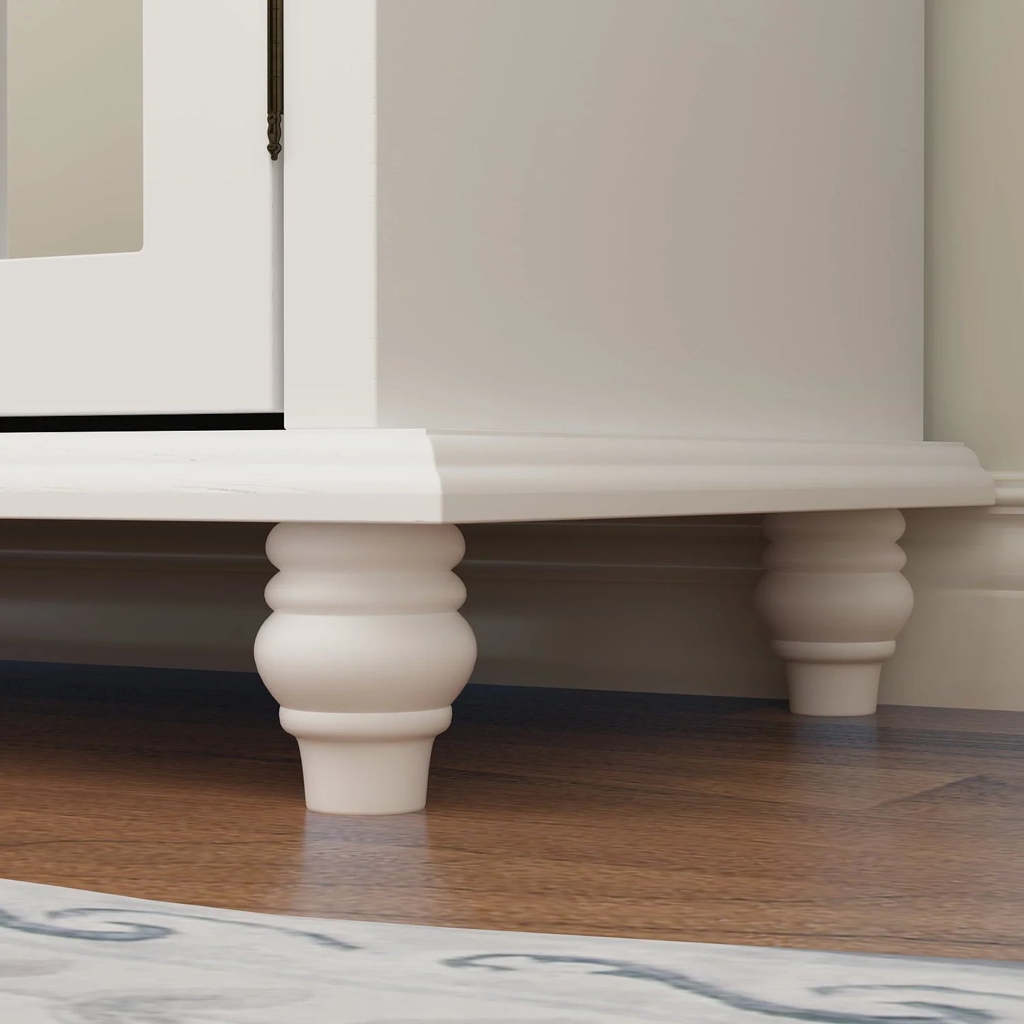 Timechee Buffet Sideboard Accent Table, Console Table Storage Cabinet with Mirror Doors,White