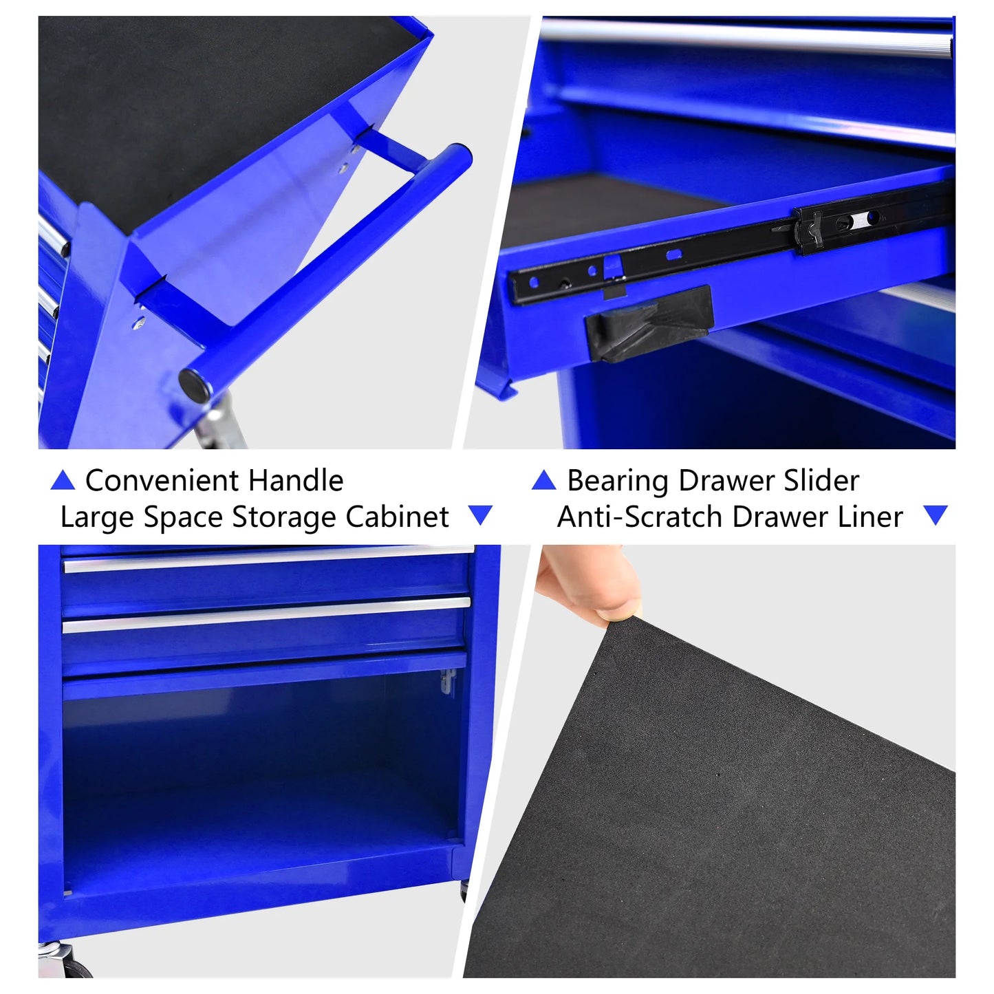 4 Drawers Multifunctional Tool Cart with Wheel Steel Tool Chest Storage Cabinet