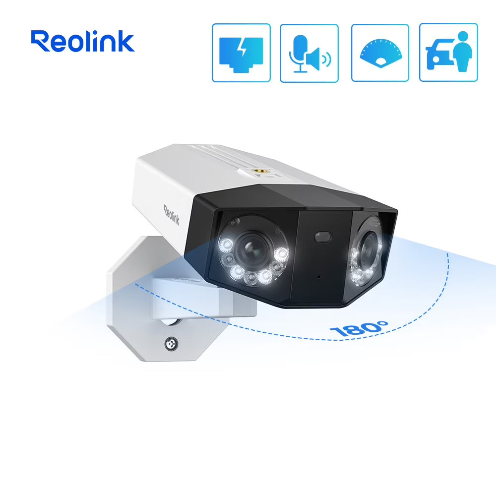 Reolink 4K Duo 2 Series Dual-Lens 180? PoE Camera, Color Night Person/Car/Pet Detection, 2-Way Audio