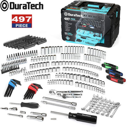 DURATECH 497 Piece Mechanics Tool Set SAE/Metric Ratchet And Wrench Sockets Set