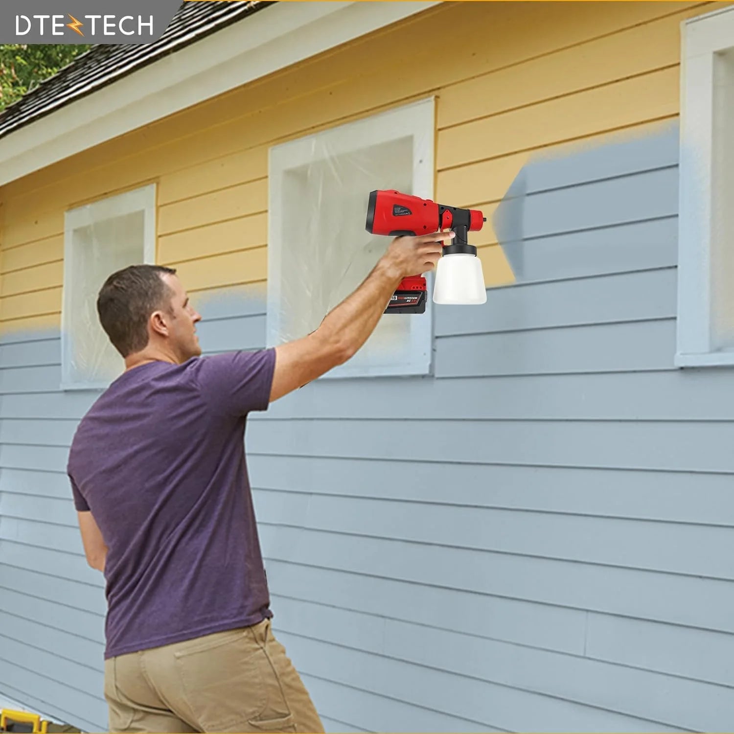 Paint Sprayer for Milwaukee M18 18V Battery, Spray Paint Gun with Brushless Motor and Copper Nozzle, 200W Cordless Paint Sprayer for Home Interior and Exterior, House Paint(Battery Not Included)