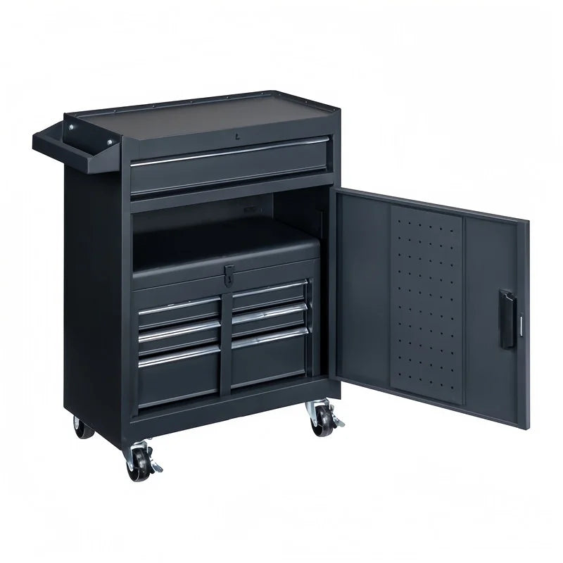 Gundir 4-Drawer Rolling Tool Chest with Lockable Wheels, 2 in 1 Storage Cabinet and Detachable Top Box for Garage Workshop Automotive Repair, Black
