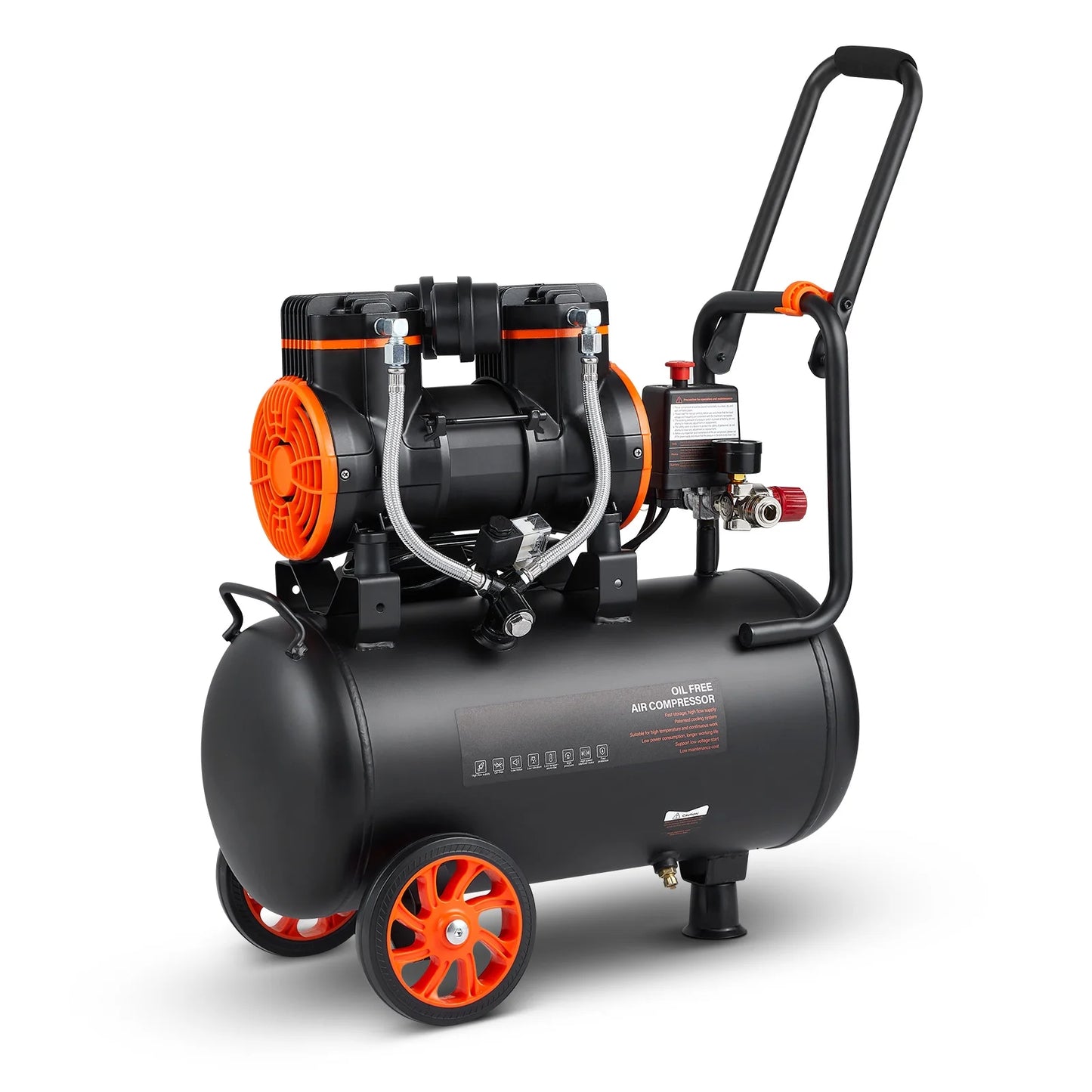 BENTISM 6.3 Gallon Air Compressor, 2 HP 3.35 CFM@90PSI Oil Free Air Compressor Tank & Max. 116PSI Pressure, 70 dB Ultra Quiet Compressor for Auto Repair, Tire Inflation, Spray Painting, Woodwork Nail