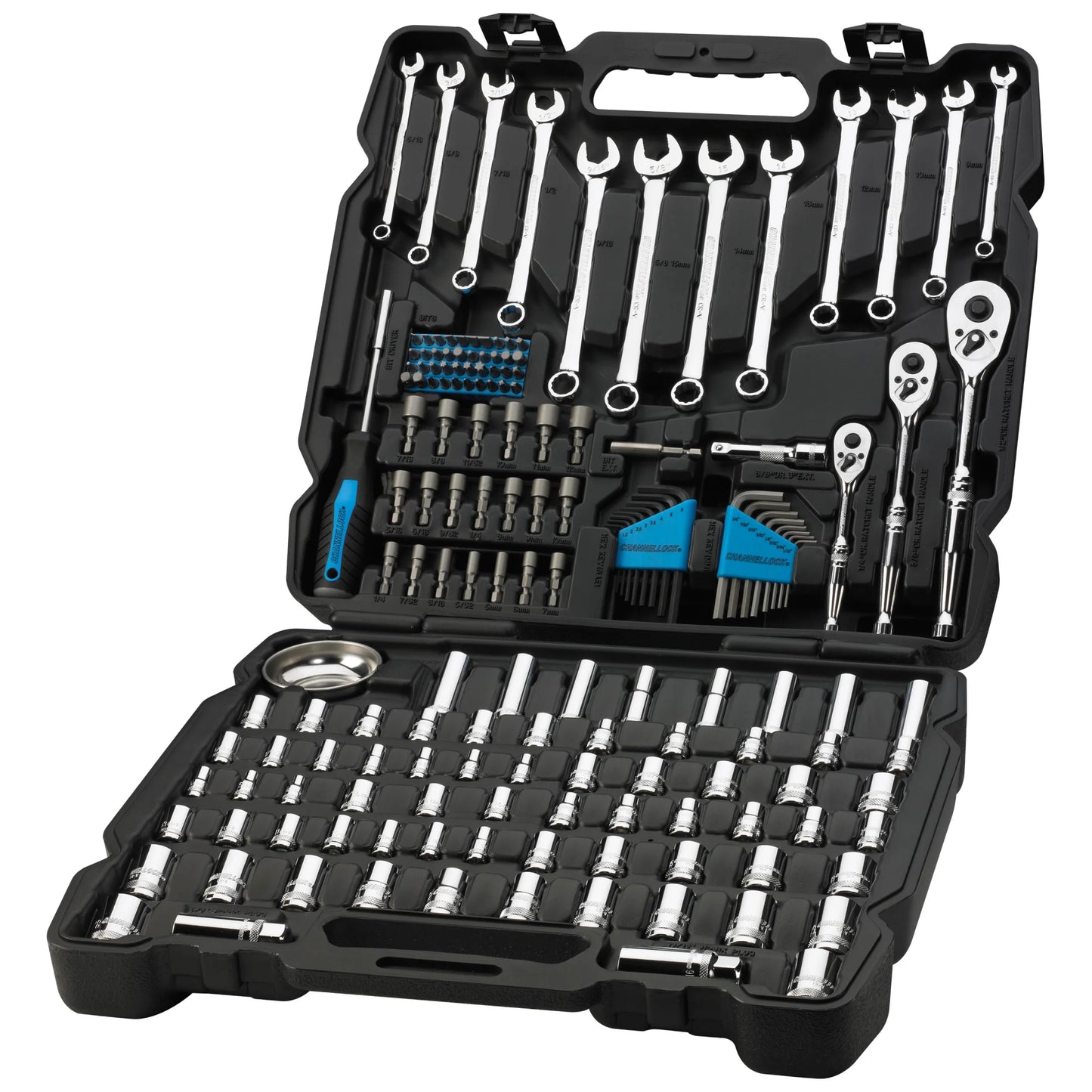 CHANNELLOCK 39053 171pc Mechanic's Tool Set, Includes Standard SAE and Metric Sizes, Chrome/Nickel Finish