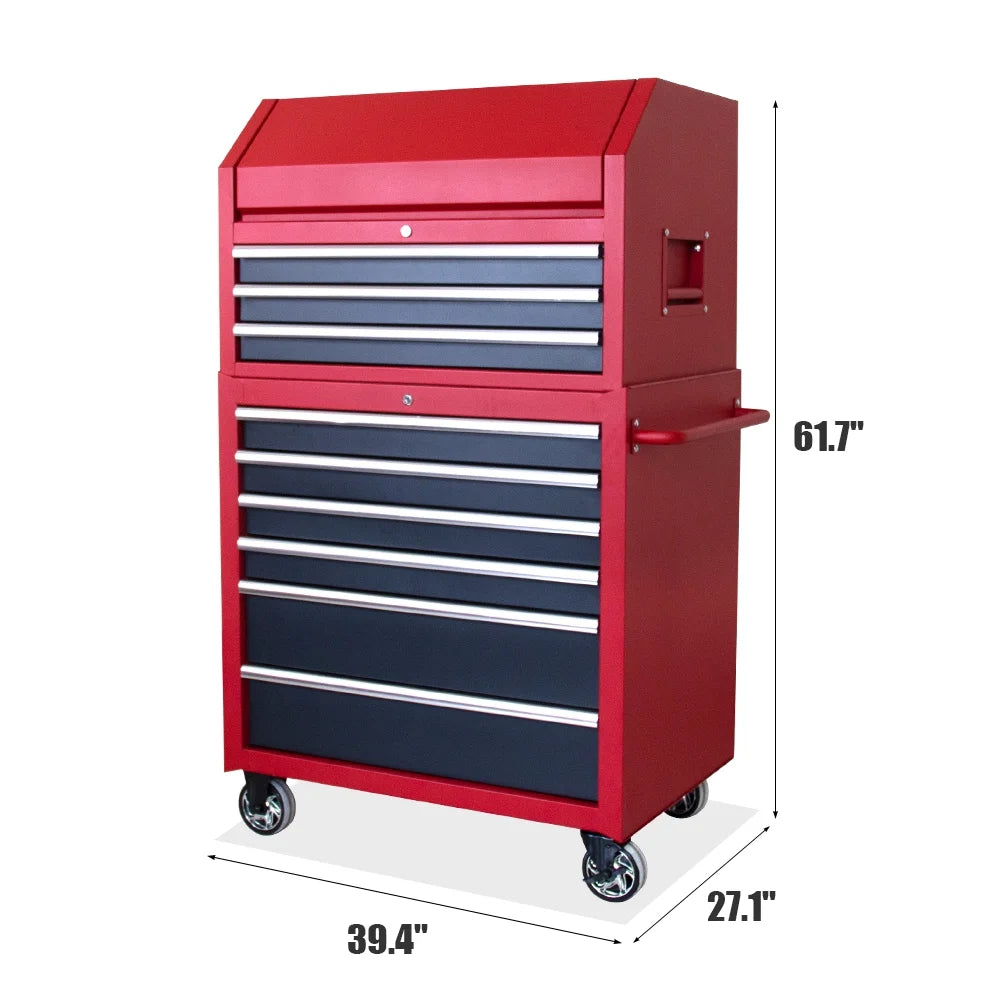 HPDAVV Heavy Duty 36inch 9-drawer Tool Chest and Cabinet, 9-Drawer Tool Chest Combo Rolling Cabinet with Locking System, 36 in. W x 24.5 in. D