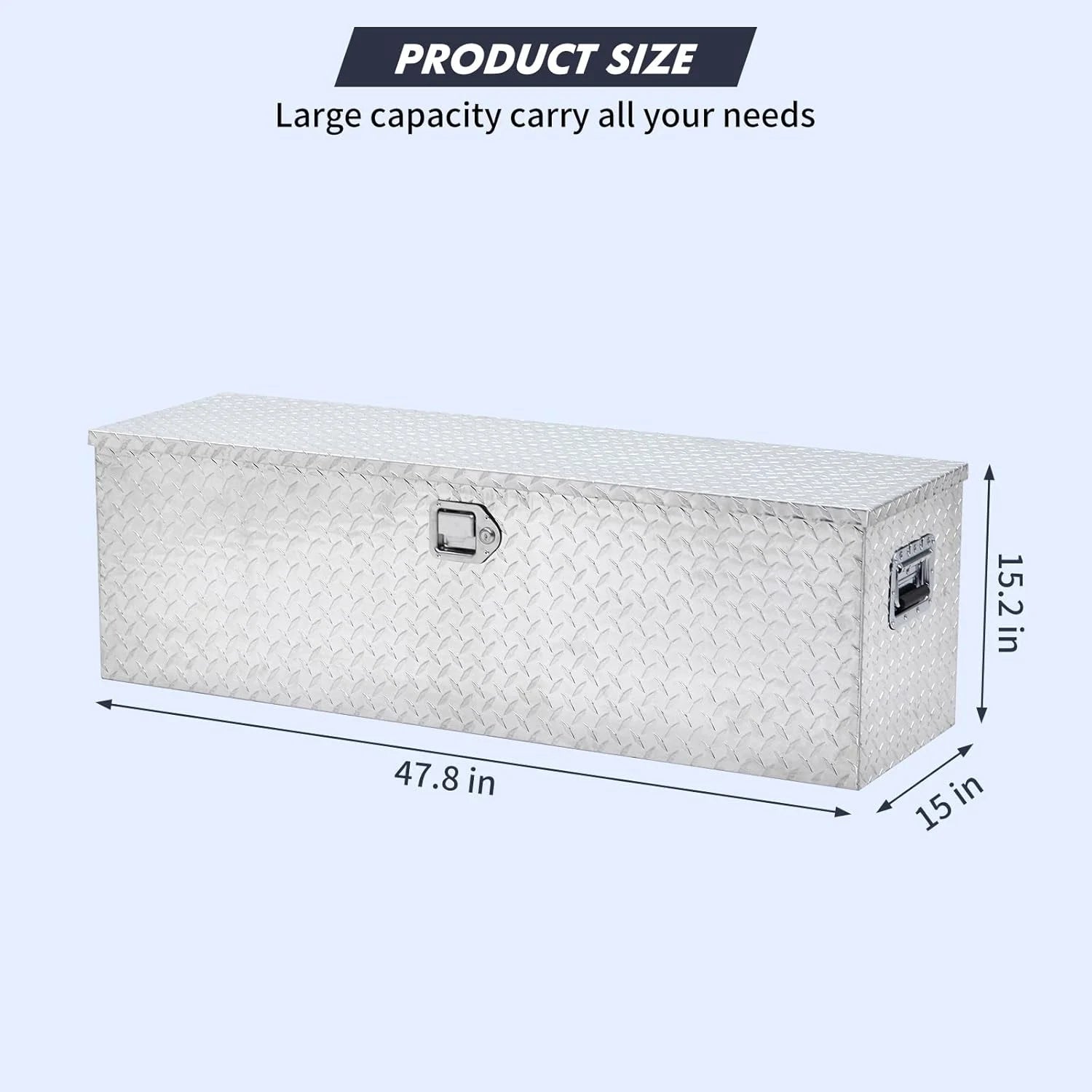 Mescukay 48" Aluminum Truck Tool Box for Pickup Truck Bed RV Toolbox, Heavy Duty Tool Storage Box, Waterproof Storage Organizer Chest with Handle and Lock, 48"x15"x15"