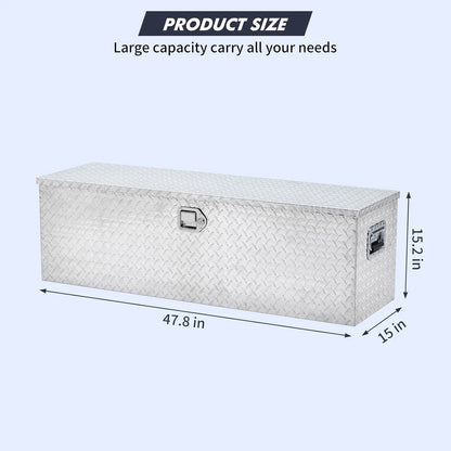 Mescukay 48" Aluminum Truck Tool Box for Pickup Truck Bed RV Toolbox, Heavy Duty Tool Storage Box, Waterproof Storage Organizer Chest with Handle and Lock, 48"x15"x15"