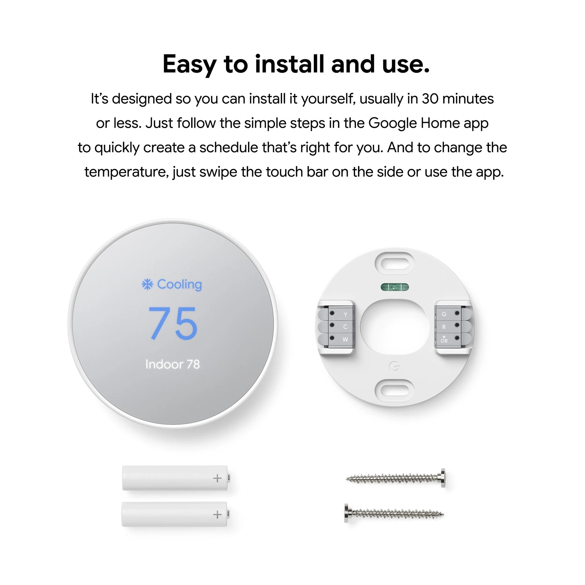 Google Nest Thermostat - Smart Programmable Wi-Fi GA01334-US - Snow
