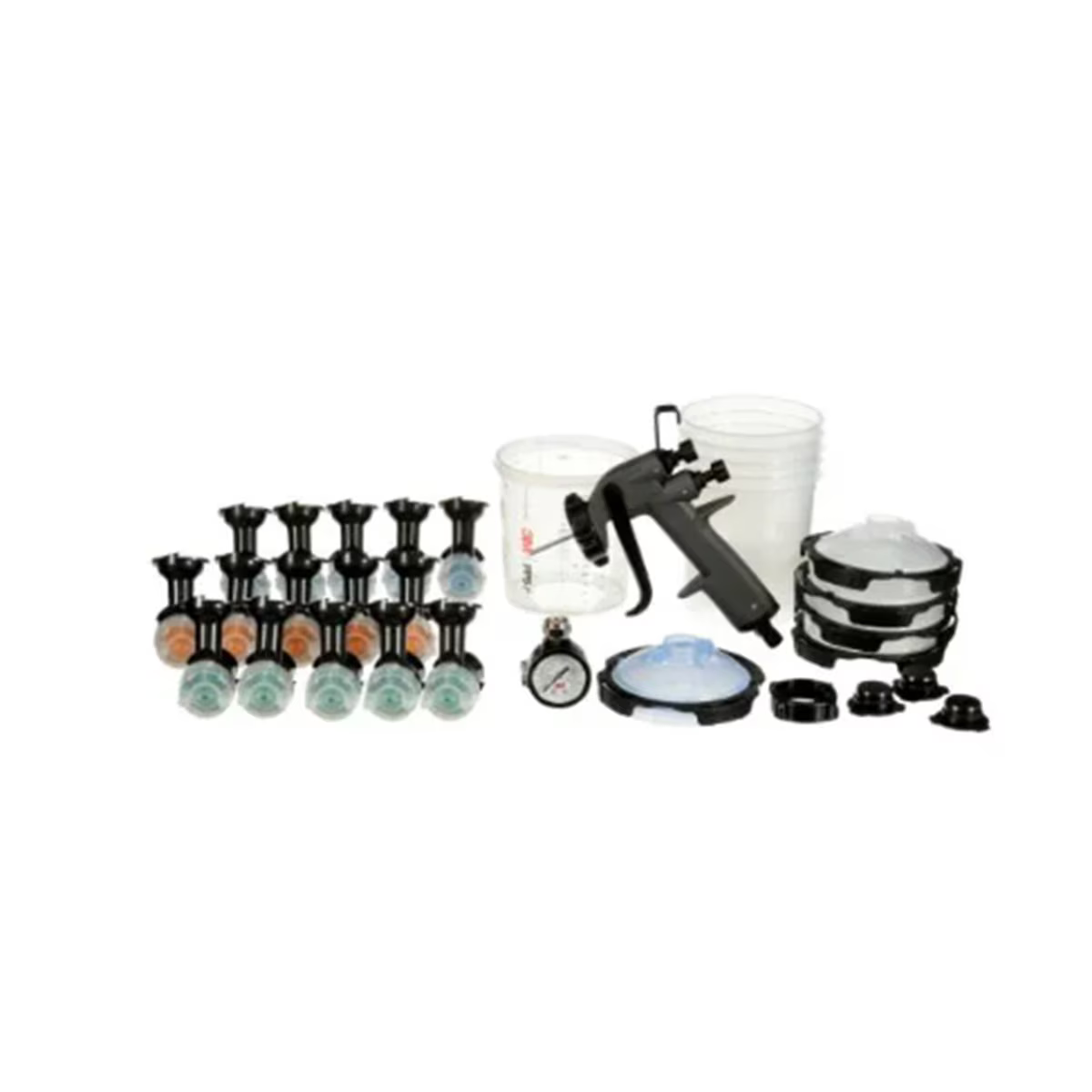 3M Performance Spray Gun Starter Kit, 26778, Includes PPS 2.0 Paint Spray Cup System, 15 Replaceable Gravity HVLP Atomizing Heads, Air Control Valve