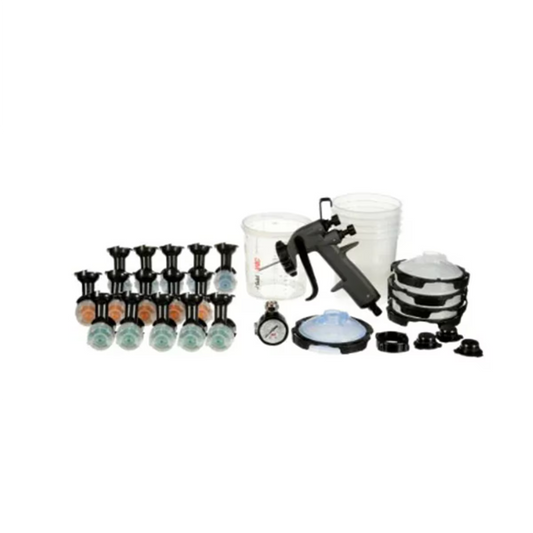 3M Performance Spray Gun Starter Kit, 26778, Includes PPS 2.0 Paint Spray Cup System, 15 Replaceable Gravity HVLP Atomizing Heads, Air Control Valve