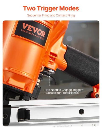 VEVOR Framing Nailer, 2" to 3-1/2" 21 Degree Full Round Head Pneumatic Framing Nailer with Dual Trigger Modes & Tool-Less Depth Adjustment, 80-120PSI Pro Air Nail Gun for Framing Flooring Decking
