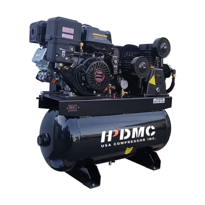 Horizontal 6.5 HP 9 Gal Gas-Powered Portable Air Compressor Double Tank 125 PSI 12 CFM