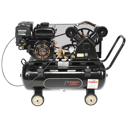 KFFKFF 7HP Gasoline Fueled Air Compressor, Horizontal Tank of 13.2 Gallons, 9CFM@115PSI Gas Propelled Piston Pump Compressed Air System, Maximum Pressure of 115PSI Suitable for Construction Locations