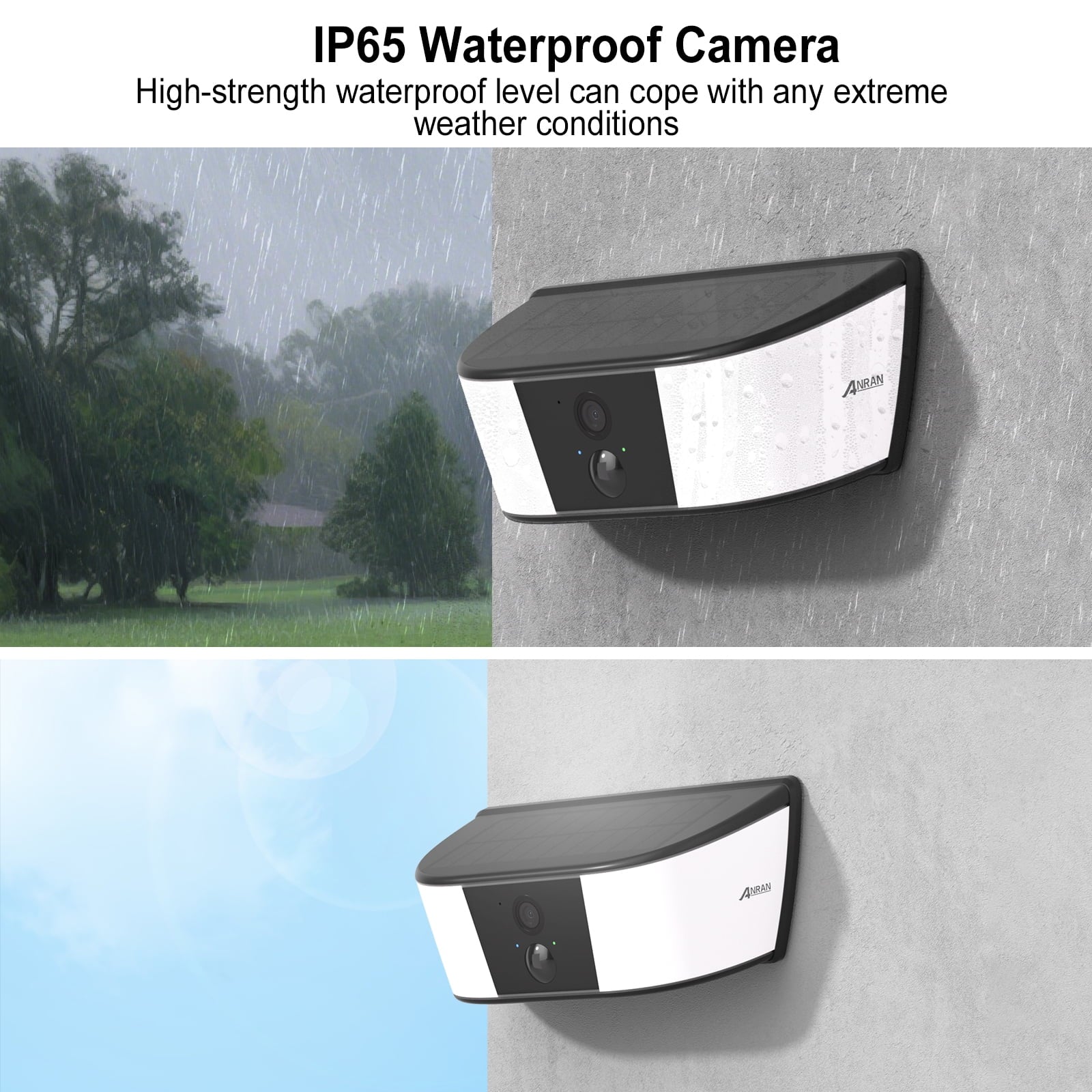 ANRAN 2K Security Camera Wireless Outdoor, Solar Wall Camera, Smart Siren, Spotlights, Color Night Vision, PIR Human Detection, Pan Tilt Control, 2-Way Talk