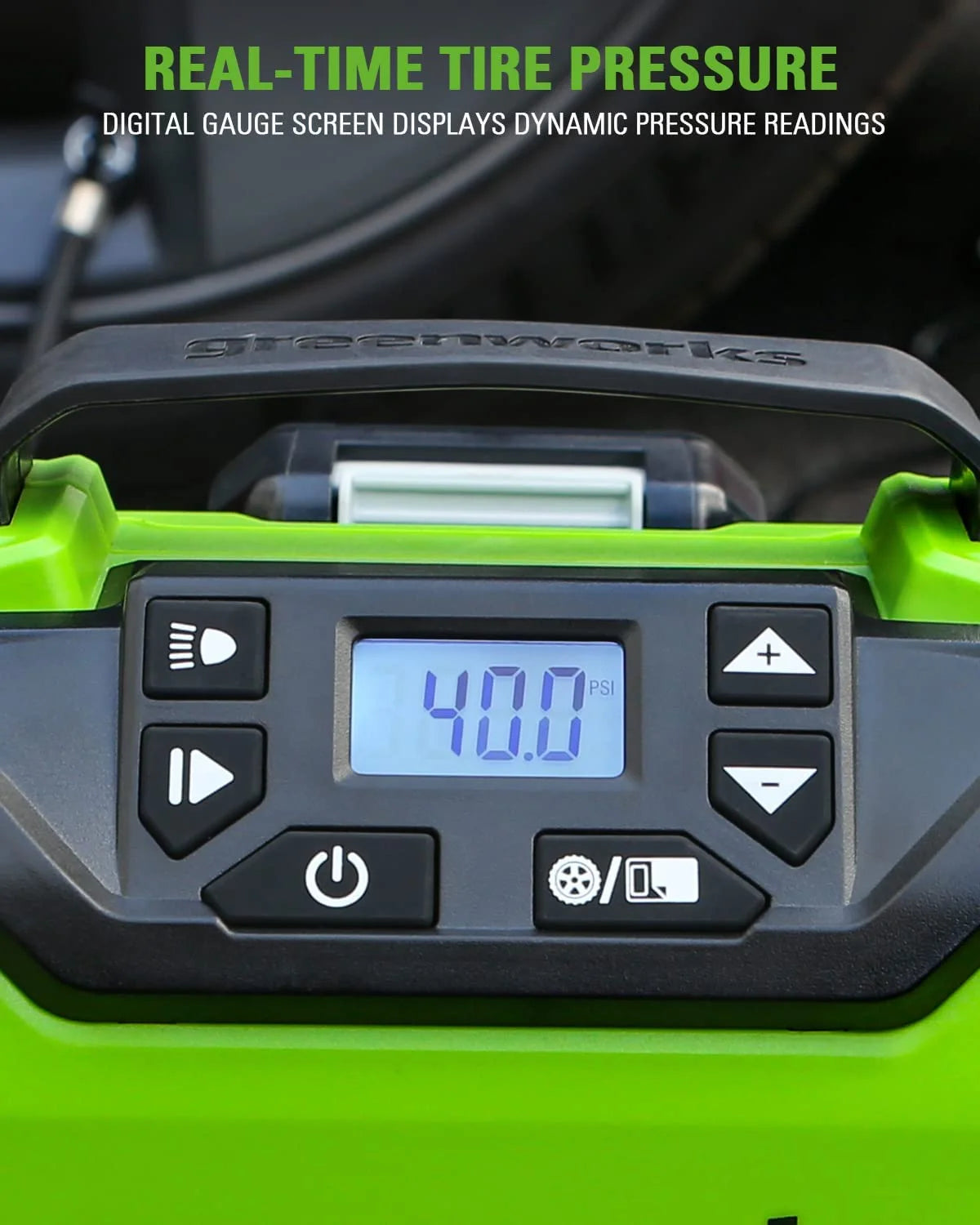 Greenworks 24V (12V/24V) Inflator Pump with 2Ah USB Battery & Charger 3401602