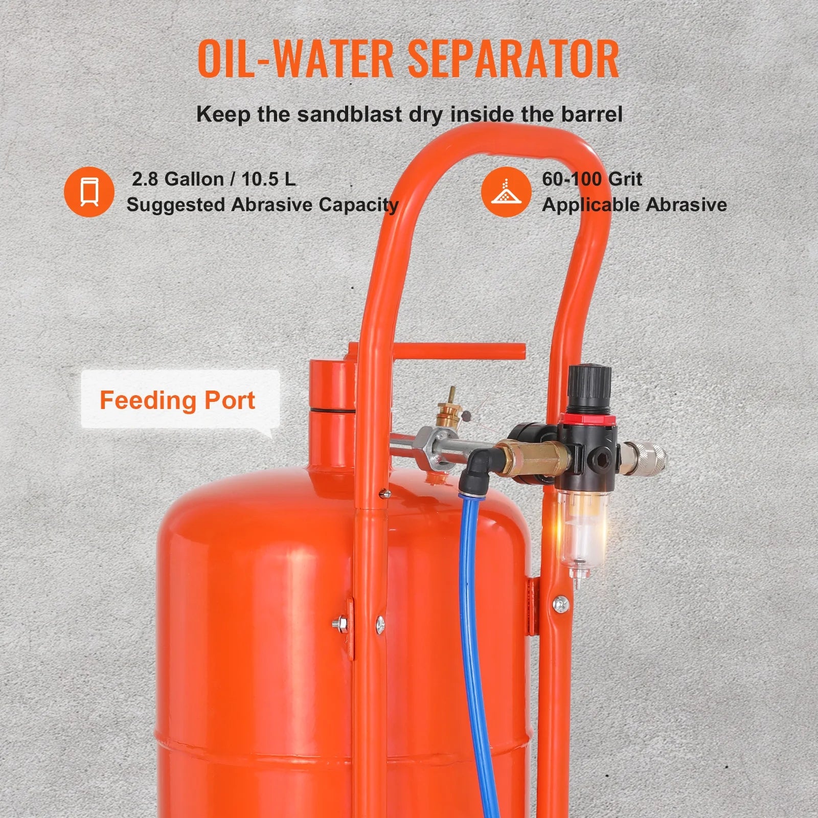 SKYSHALO 5 Gallon Portable Sand Blaster, 60-110PSI blasting Equipment Powerful and Efficient Portable Sand Blaster, Air Sand Blasting Kit with 4 Ceramic Nozzles and Oil-Water Separator for Paint