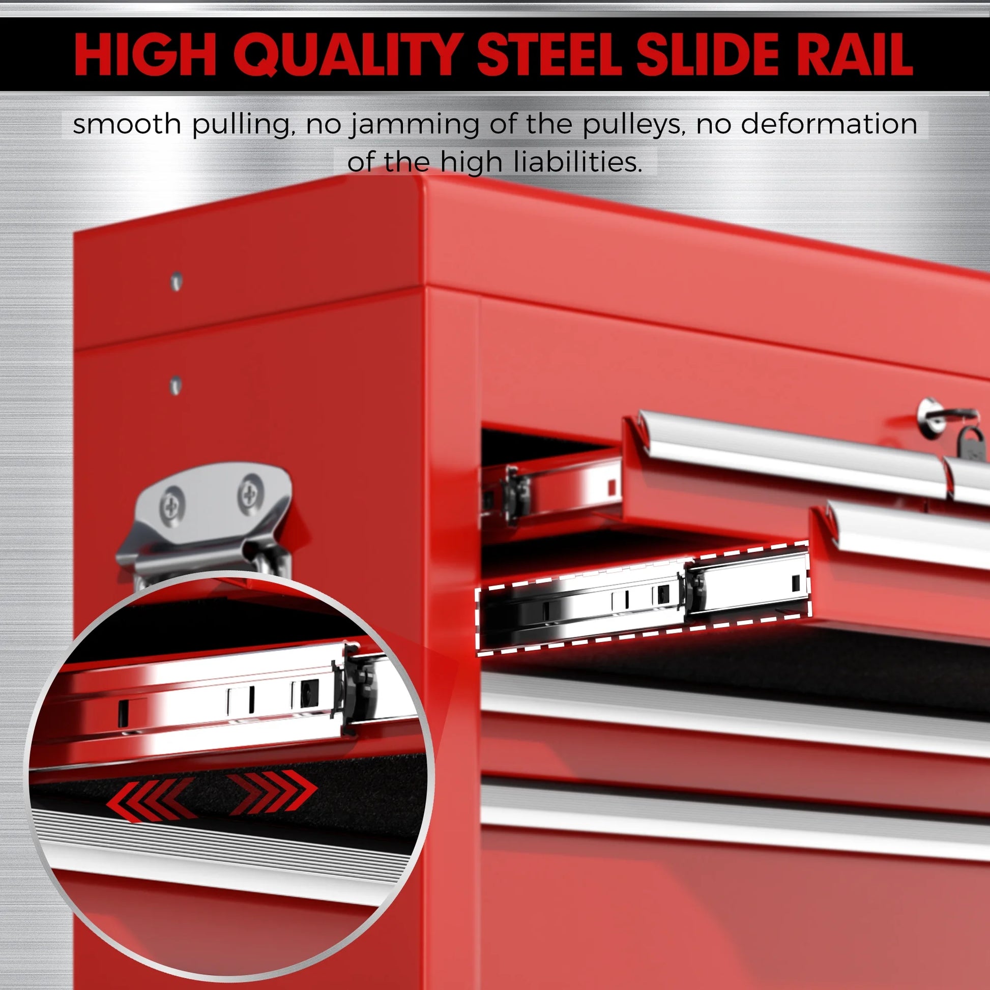 SUNCROWN Tool Chest,8-Drawer Rolling Tool Chest with Detachable Top Tool Box, Tool Chest with Universal Lockable Wheels, Metal Tool Cart for Garage, Workshop, Barbershop(Red)