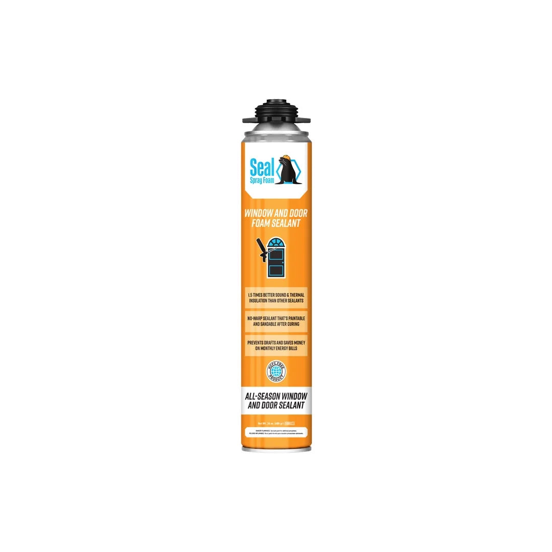 Seal Spray Window and Door Foam No Warp One Component Polyurethane Gun Foam Sealant (12/23.2oz Cans) with Seal Spray 15" Seal Spray Gun and 1 Can of 16.9oz Seal Spray Cleaner