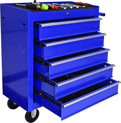 DSstyles Tool Chests, 5-Drawer Rolling Tool Storage Cabinet with Detachable Tray, Multi-Functional Handles, Adjustable Shelves, Secure Locking System, Heavy-Duty Wheels, Ideal for Garage, Workshop