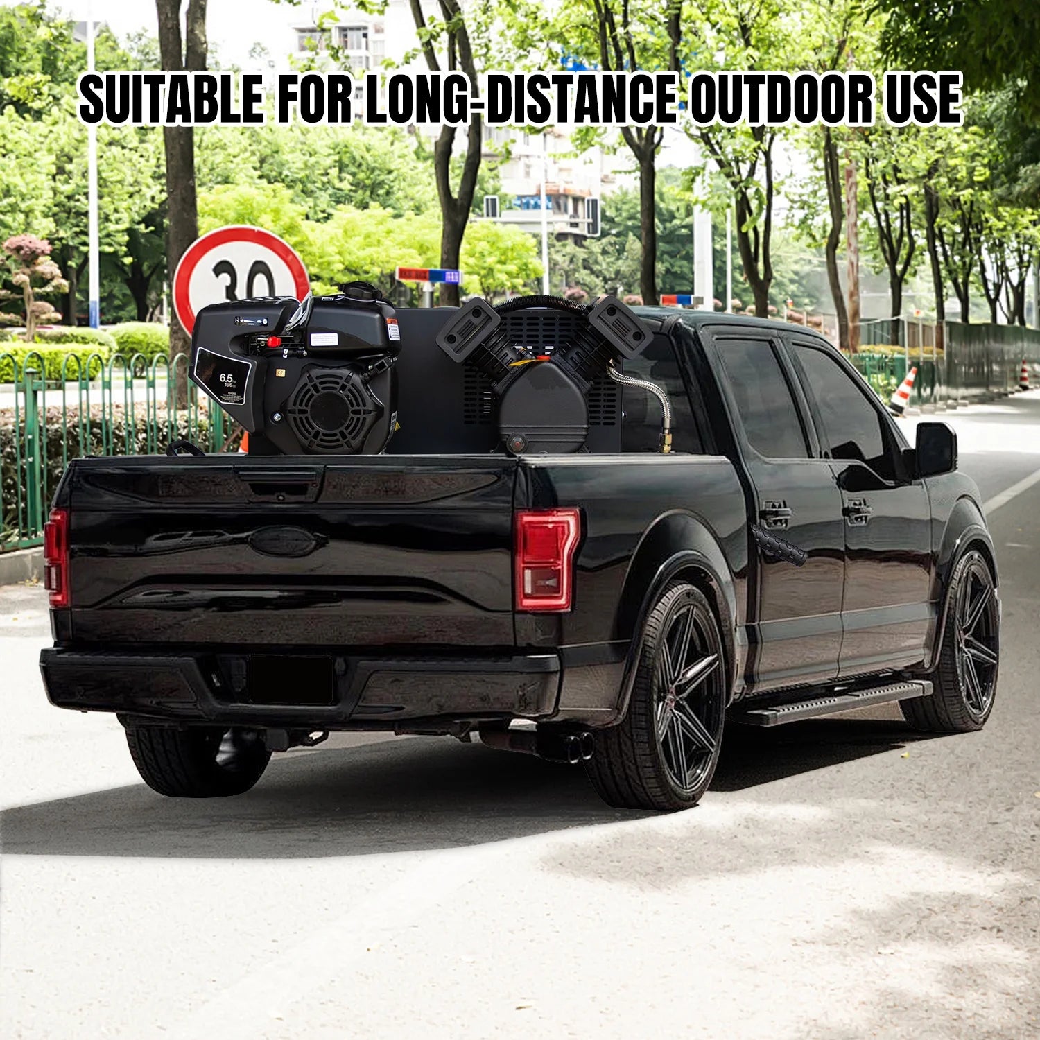 Horizontal 6.5 HP 9 Gal Gas-Powered Portable Air Compressor Double Tank 125 PSI 12 CFM