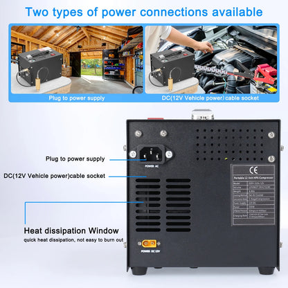 KKmoon Black 12V 4500 PSI 1-Stage Air Compressor 0.5 L